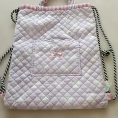 panpantutu キルティング ナップザック 巾着袋 リボン柄のサムネイル