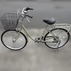 【美品】シティサイクル ベージュ カゴ付きのサムネイル