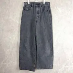 GU グレー ワイドストレート デニムパンツ ジーンズ 30 メンズ レディース