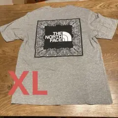 【THE NORTH FACE】Tシャツ バンダナ スクエアロゴ グレー X L