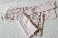 くま柄×ピンクチェック　抱っこ紐用　よだれカバー３点セット