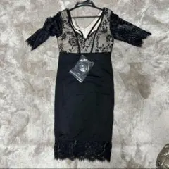 ヌーディー×フラワーレースラグジュアリーミニドレス タイトドレス キャバドレス