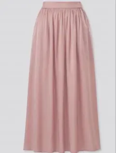 ユニクロ ドレープギャザーロングスカート サーモンピンク Sサイズ