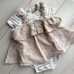 プティマイン フリル切替ロンパース 80cm