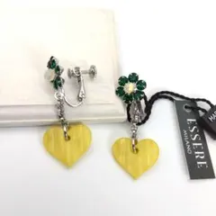 新品/未使用 イタリア製 スワロフスキー エメラルドカラー＆ハート イヤリング
