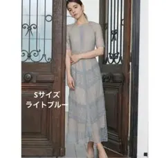 【美品】LAGUNAMOON LADYショルダーギャザーレースマキシワンピース