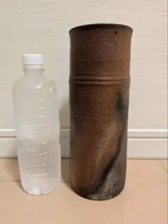 備前焼　花瓶 茶色と黒のグラデーション