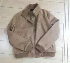 ベージュ スエード ジップアップジャケット