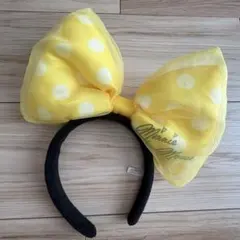 ディズニー リボン カチューシャ 黄色水玉