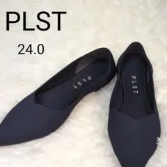◆PLST◆ニット　フラットシューズ ポインテッドトゥ　ネイビー 24.0cmのサムネイル