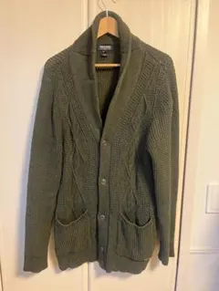 WOOLRICH ケーブルニットカーディガン L オリーブ