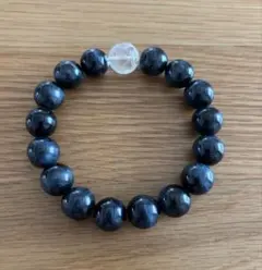 黒い天然石とクリスタルのブレスレット‼️【龍彫り込み有】