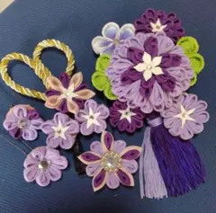 つまみ細工髪飾り、5点セット