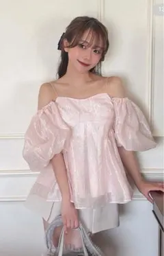 LILY BROWN リリー ブラウン 3way ペプラム ジャガード ブラウス