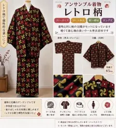 希少!!!個性派デザイン♪ オーダーメイド 単着物 アンサンブル 大正 