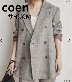 【coen】チェックダブルジャケット サイズM