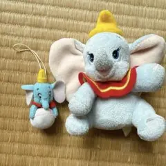 ダンボ ぬいぐるみセット大小 ストラップ　クリップピン付き　ディズニー