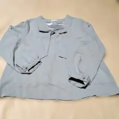 GLACIER リボン付きグリーングレー長袖トップス