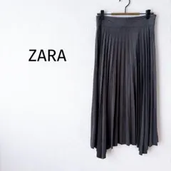 【ZARA＊ザラ】ロングプリーツスカート S スエード ミモレ丈 グレー 秋冬春