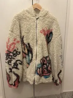Bershka フリースジャケット フード付き カラフル刺繍