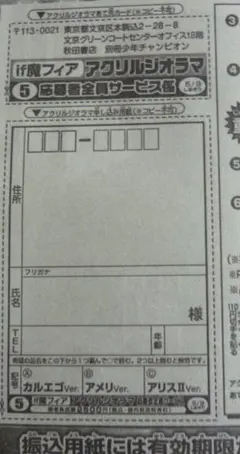 if魔フィア/応募者全員サービス/応募用紙(応募券)/３枚/別冊少年チャンピオン