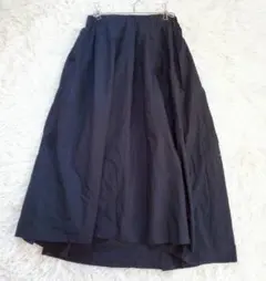ニコアンド フレアスカート ロング丈 黒 ウエストゴム ボリューム感 春コーデ