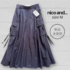新品タグ付き nico and カーゴポケットタックスカート M スモーク