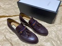 美品 GUCCI グッチウェブ付きホースビットローファー サイズ7 バーガンディ