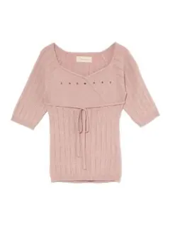 Hein ribbon knit tops pink - メルカリ
