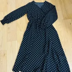 GU ドット　長袖ワンピース M
