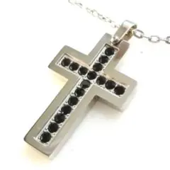 未使用✨ 金属アレルギー対応 クロスネックレス　ジルコニア サージカルステンレス