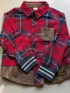 長袖チェックシャツ 赤青