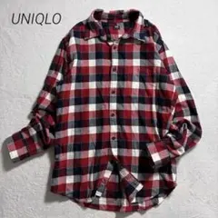 UNIQLO/コットン100%/フランネル長袖チェックシャツ/マルチカラー/L