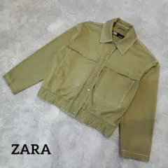 ZARA　ミリタリージャケット　M　カーキ　襟付き　ブルゾン　美品