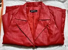 レザージャケット(レディース)・赤 ショート丈