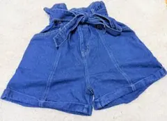 ハイウエスト デニム ショートパンツ リボンベルト付きのサムネイル