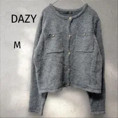 DAZY＊ニットカーディガン グレー 金ボタン ポケット付き 【M】レディース