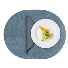 4枚セット ランチョンマット レザー ラウンド 丸洗い 花彫デザイン