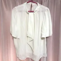 INGNI アイボリー リボンタイ付き 半袖ブラウス フリーサイズ オフィス