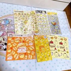 ポムポムプリン 20周年記念 シール ステッカー等 計7枚セット ＊ 新品