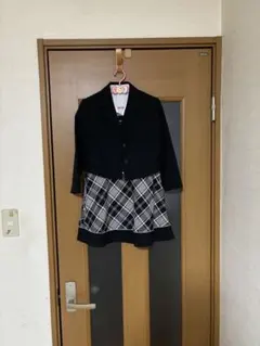 フォーマルワンピース チェック柄 スーツ 入学式 120cm 3点セット