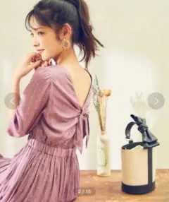 31 Sons de modeドット柄7分袖ワンピース　バックリボン