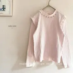 noble coton装飾付き肩フリルトップス ライトピンク1500