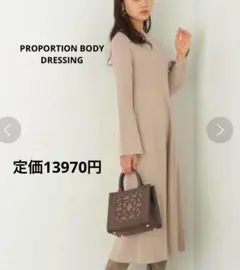 プロポーションボディードレッシング　 スリットパールスリーブニットワンピース