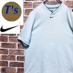 希少 ナイキ Vネック センターロゴ ライン ヴィンテージ Tシャツ Lサイズ