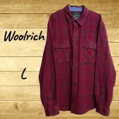 Woolrich 長袖シャツ Lサイズ ウールリッチ　赤　チェック柄　古着
