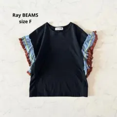 【美品】Fサイズ Ray BEAMS レイビームス 袖フリル ニット 切替