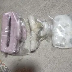 冬用　モコモコ　ヘアクリップ　ヘアゴム　シュシュ　パール