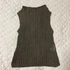 綿100% オリーブグリーン ニットベスト
