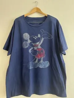 Disney ミッキーTシャツ　フェード　ヴィンテージ風　ビッグサイズ　ネイビー